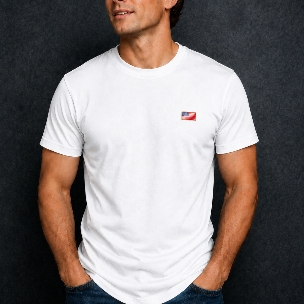 Subtle Tee - White with Gold Border Flag - PRE-ORDER